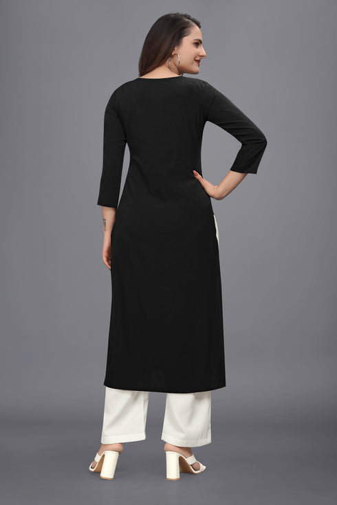 OWO THE LABEL Long Kurti For women Embroidery work in neck (OTLKRT2001)
